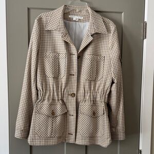 Veronica Beard Tan Plaid Utility Jacket
